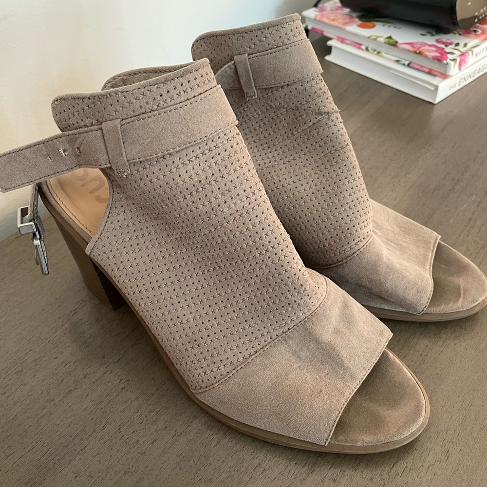 Chunky Heel Open Toe Booties